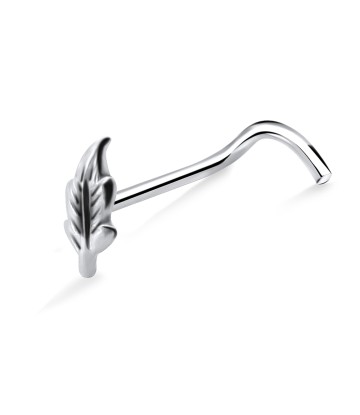 Leaf Large Silver Curved Nose Stud NSKB-749